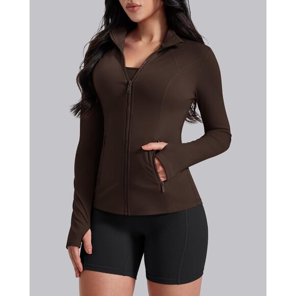 Women’s Lightweight Athletic Zip Jacket Slim Fit Running Gym Top with Pockets - Picture 2 of 6